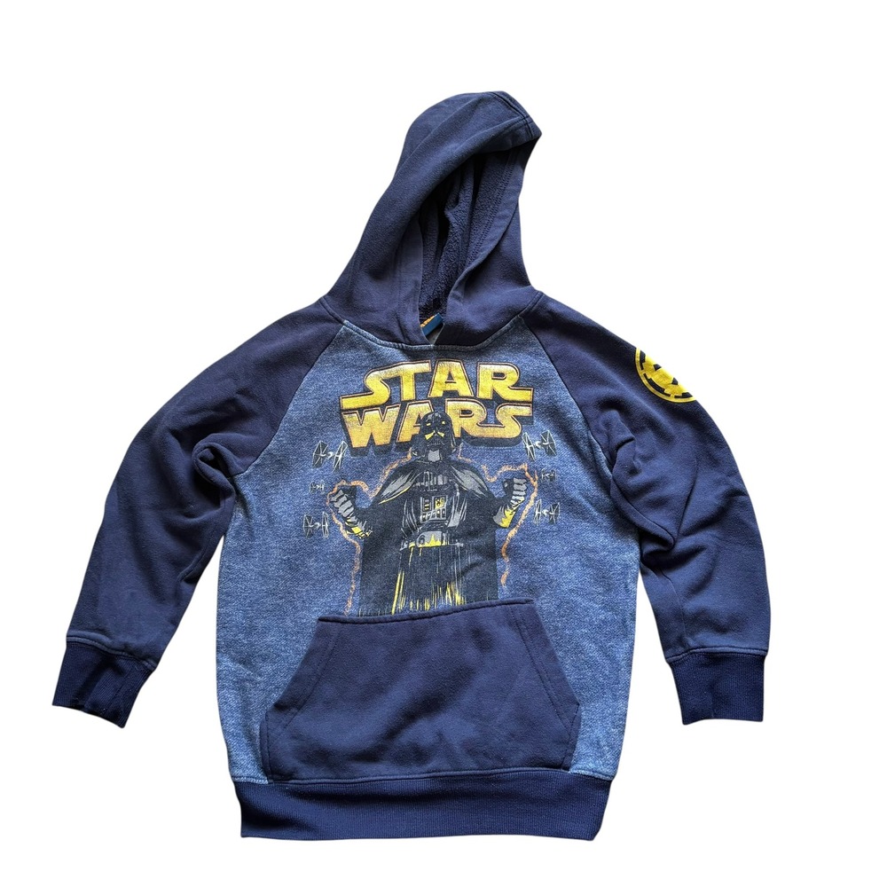 Star Wars Kids Hoodie Size 8 Small Darth Vader Empire Blue Pullover Sweatshirt